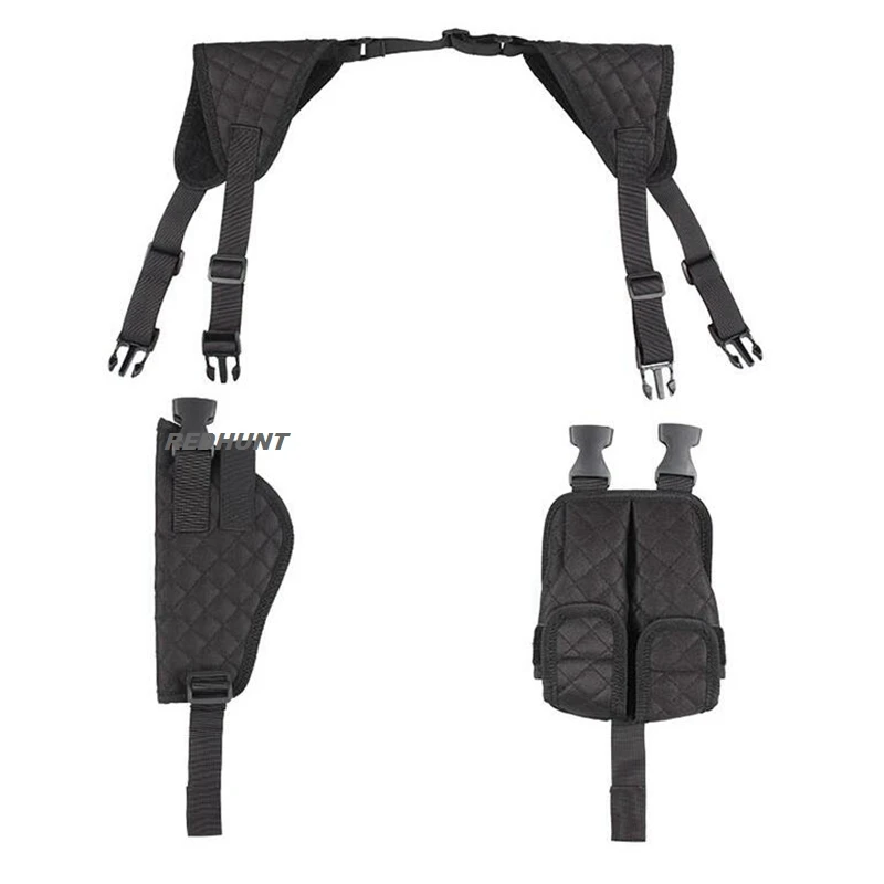 Shoulder Holster Adjustable Vertical Concealed Carry Holster for Men Double Magazine Pouch Fit 1911,Glock 19, 17,43 Shield 9mm