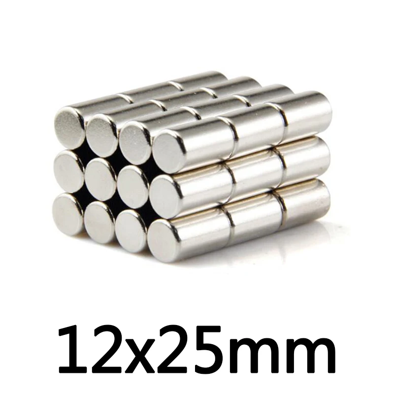 2/5/10PCS 12x25mm Super Powerful Strong Magnetic Magnets Permanent N35 Neodymium Magnets 12mmx25mm Small Round Magnet 12*25 mm