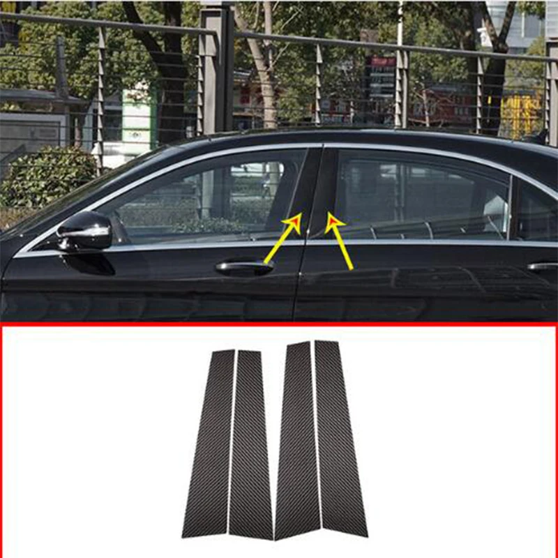 For Mercedes Benz W222 S Class S400L S320L S500 2014-2019 4pcs Real Carbon Fiber Car Accessories Window Molding Trim Parts