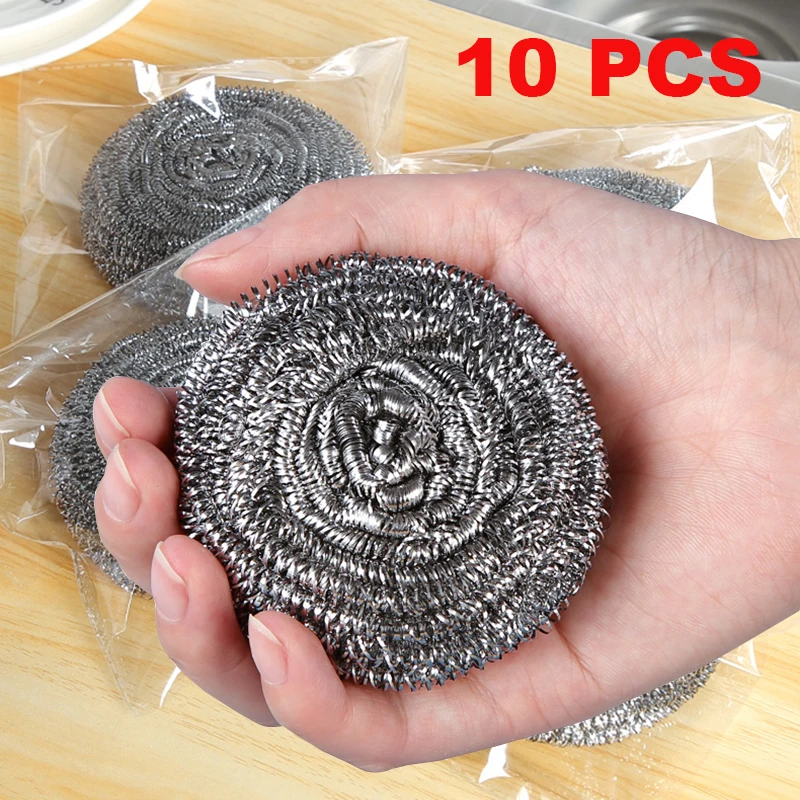 

Stainless Steel Kitchen Scourer Balls Metal Sponge For Washing Pots And Pans Household Goods Cookware Cleanup Item Sink Scrubber