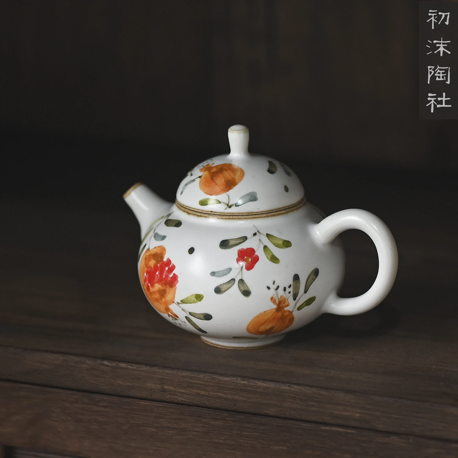 ★beginning of the jingdezhen undressed ore clay hand-painted pomegranate teapot retro household single pot of tea teapot