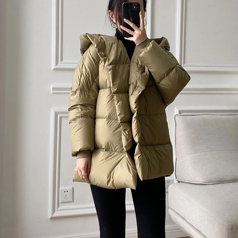 Imagem -05 - Inverno Quente para Baixo Parka Feminino Coreano Morcego Solto Manga Comprida Pão Jaqueta Curto 90 Pato Branco para Baixo Cabolsa com Capuz Outwear Mujer 2023 Novo