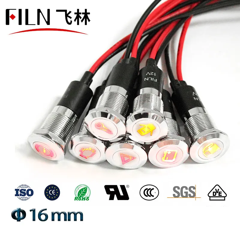 filn FL1M-16FW-C 16mm 12v led dash led indicator car applicance symbol Signal Indicator Pilot Dash Light