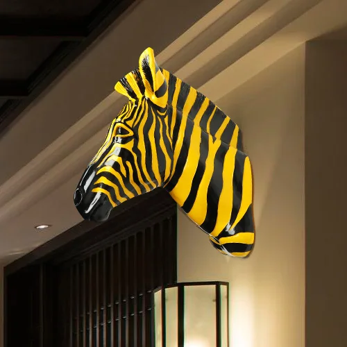 Home Decoration Accessories Furnishing Animal Spot Horse Pendant Wall Above The Mural Decorations Zebra head statue sculpture