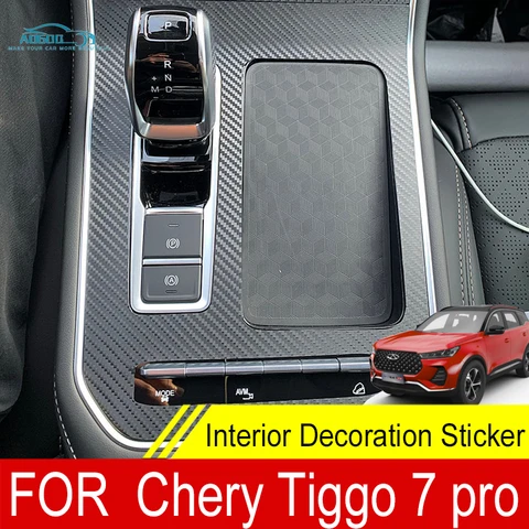 Для Chery Tiggo 7 Pro 2023 2022 2021, автомобильная консоль, панель коробки передач, наклейки, полоски, пленка из углеродного волокна, гарнир, аксессуары для интерьера