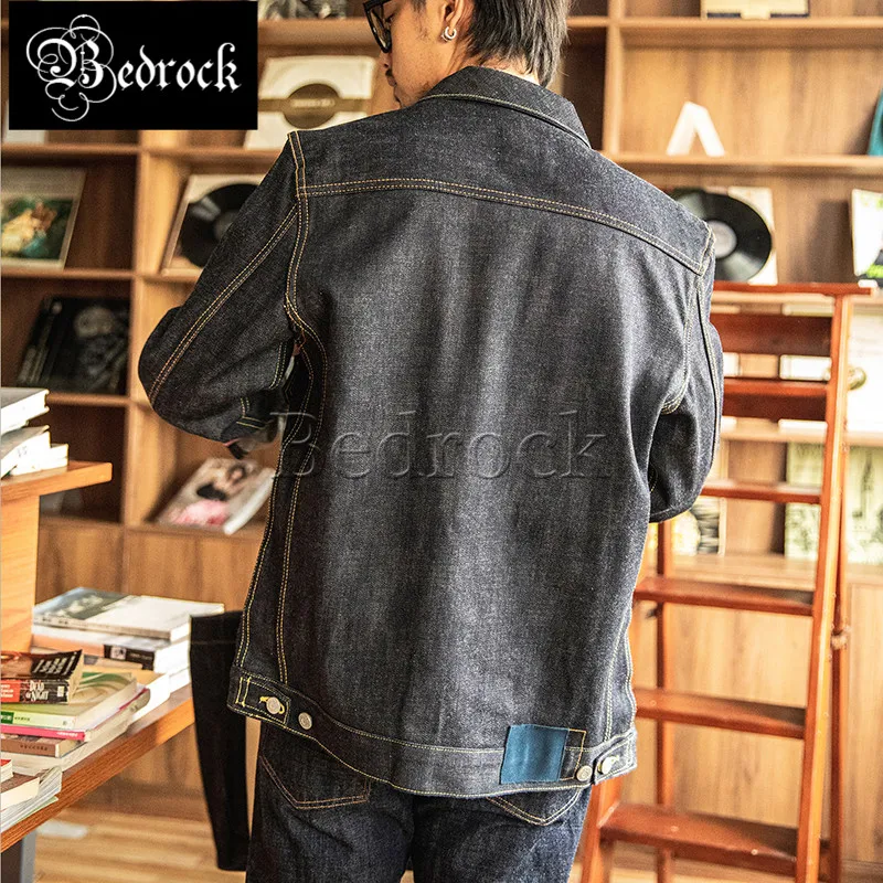 16oz heavy Unwashed Raw Denim jacket for men Pure cotton Pramiry color cattle jacket replica visvim101 vintage denim jacket