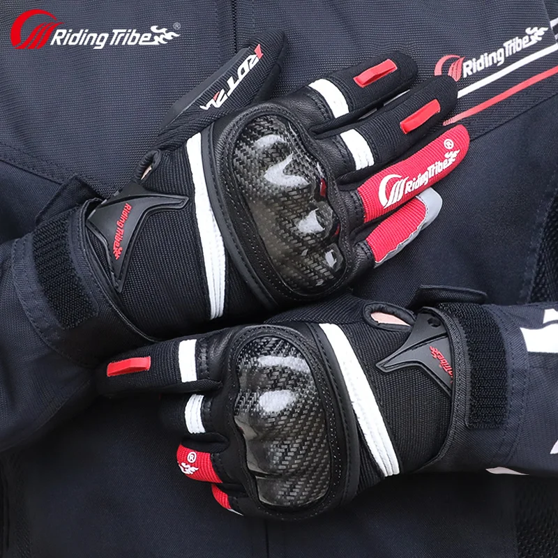 Men Women Gloves Black Genuine Leather Motorbike Road Riding Summer Full Finger Protective Mittens Motorcycle Accessory MCS-57