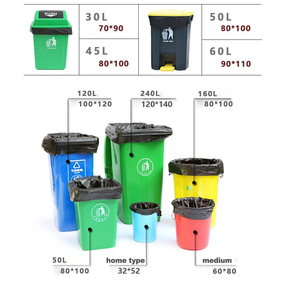 50Pc เพิ่มหนาหลายข้อกำหนดแบบใช้แล้วทิ้งทำความสะอาดขยะพลาสติกใหญ่ Garden Flat Storage