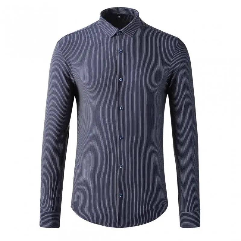 

New Long Sleeve Mens Shirts High Quality Yarn Dyed Stripe Mens Dress Shirts Fashion Slim Fit Party Man Shirts Plus Size 3xl