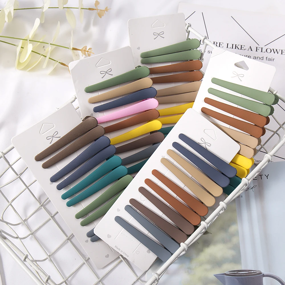 10 sztuk/zestaw nowe kobiety dziewczęta kolorowe plastikowe długie spinki do włosów mycie twarzy grzywka proste spinki do włosów Barrettes modne akcesoria do włosów