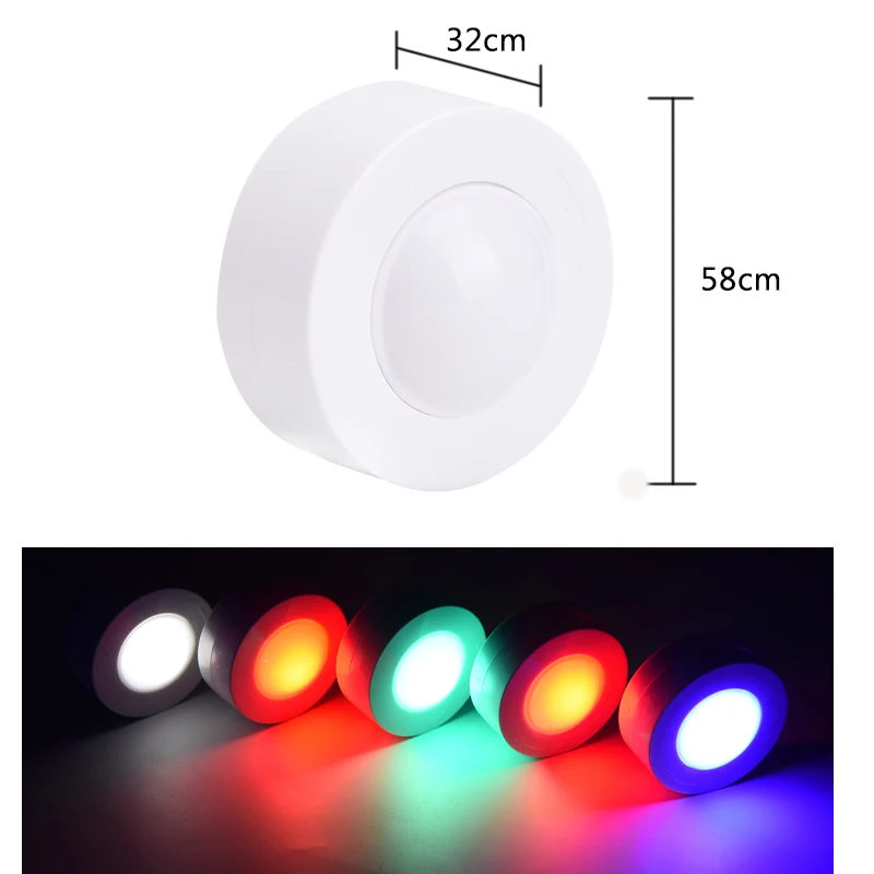 LED Under Cabinet Light with Remote Control RGB Color Changing Puck Light for Kitchen Bedroom Closet
