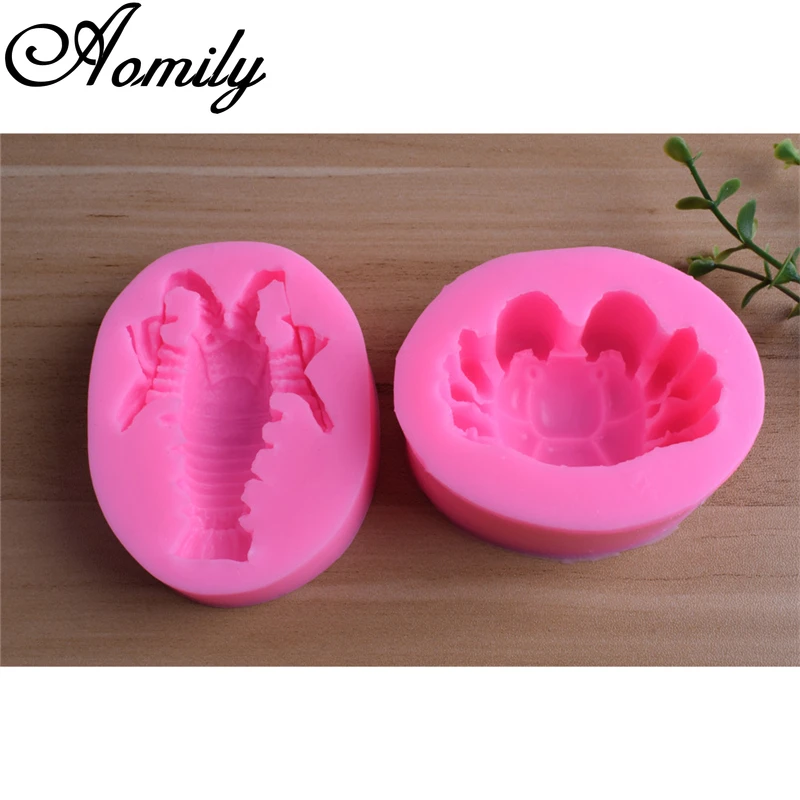 

Aomily Lobster Crab Patten Cake Silicone Molds Fondant Cake Decorating Tools Chocolate Candy Mold Resin Clay Mould Baking Tool