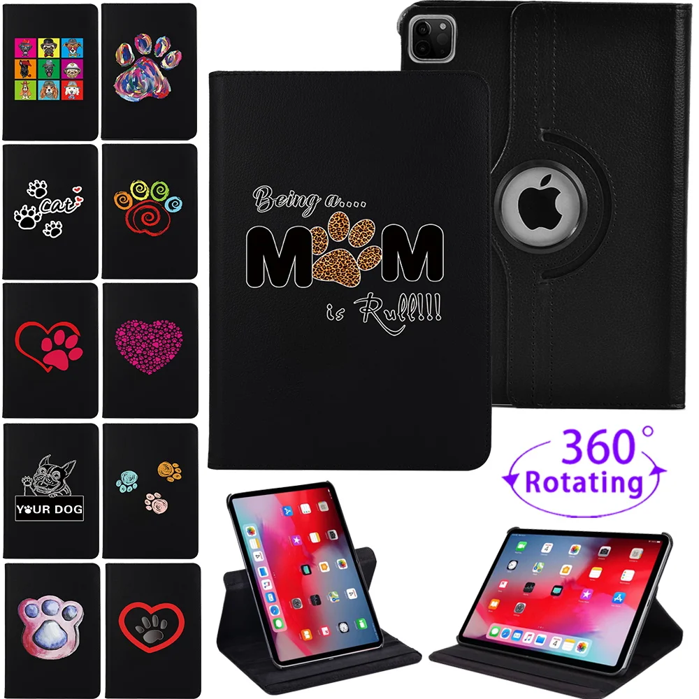 

Smart 360 Rotating Tablet Case for Apple iPad Pro 11 PU Leather ipad Air 4 Cases Auto Wake-up Footprints Cover + Stylus