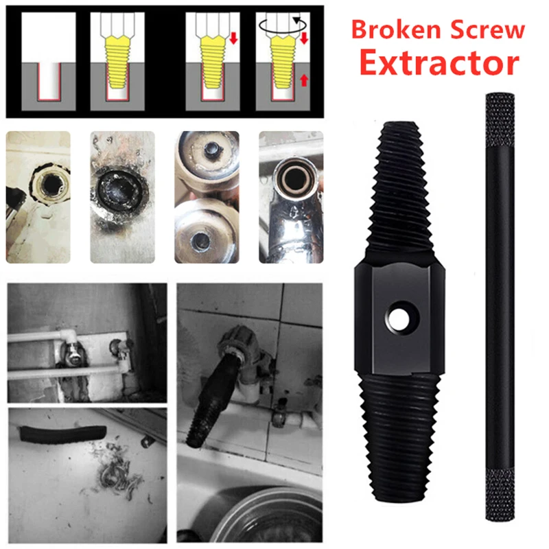 2 In 1 Faucet Water Pipe Triangle Valve Screw Extractor Damaged Broken Wire Water Pipe Bolt Remover Multipurpose House Drill Bit