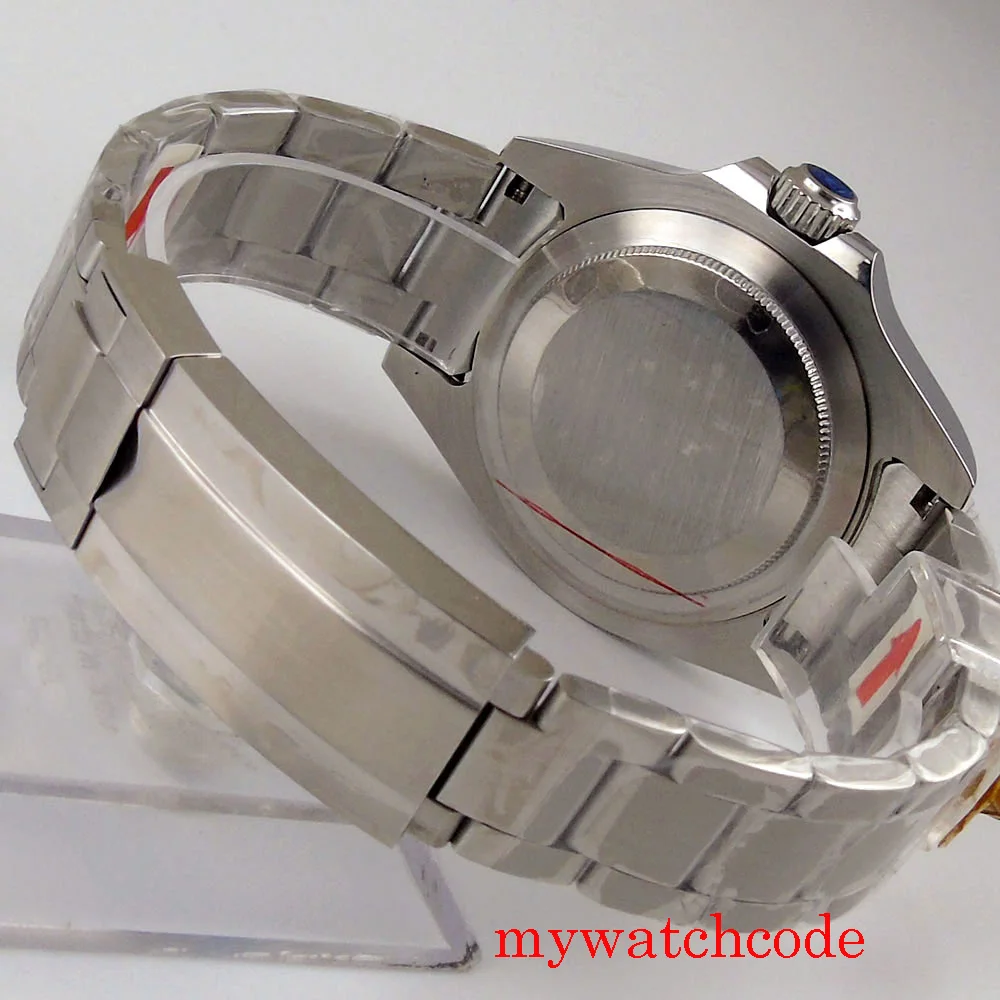 Luksusowy 43mm automatyczny męski zegarek na rękę kalendarz szafirowy kryształ GMT pasek na rękę Oyater niebieska tarcza kolor srebrny wkładka Bezel