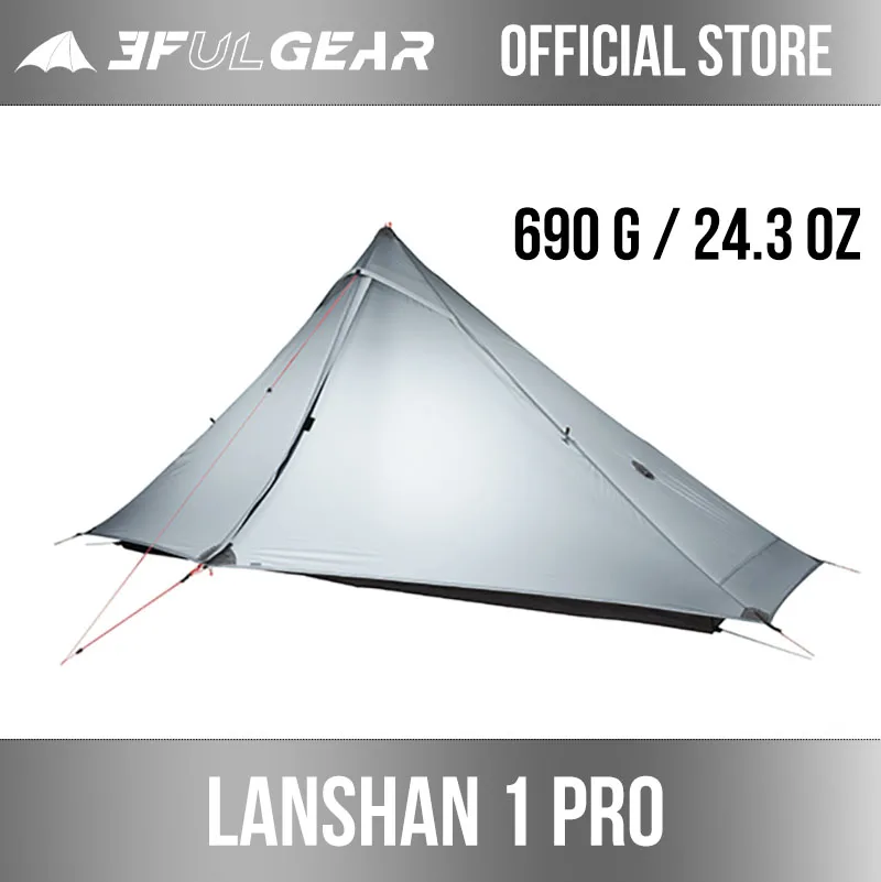 3F UL GEAR Lanshan 1 pro official Tent Outdoor 1 Person Ultralight Camping Tent 3 Season Professional 20D Silnylon Rodless