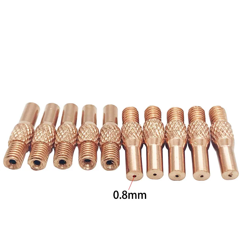 10Pcs Lassen Gun Contact Tips 0.8Mm Voor Mig Spool Gun Push Pull Feeder Torch