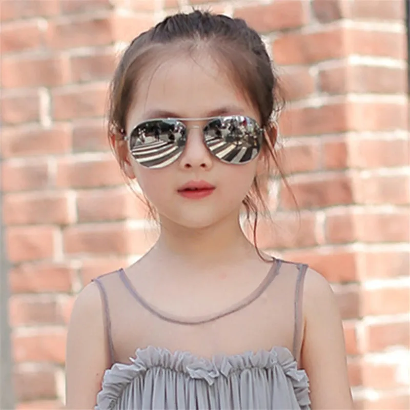 Classic Sunglasses Girls Colorful Mirror Children Glasses Metal Frame Kids Travel Shopping Eyeglasses UV400