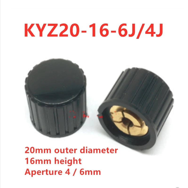 

50pcs Potentiometer adjustment knob hat handle KYZ20-16-6J/4J copper core aperture 4MM 6MM switch gray cover black cover