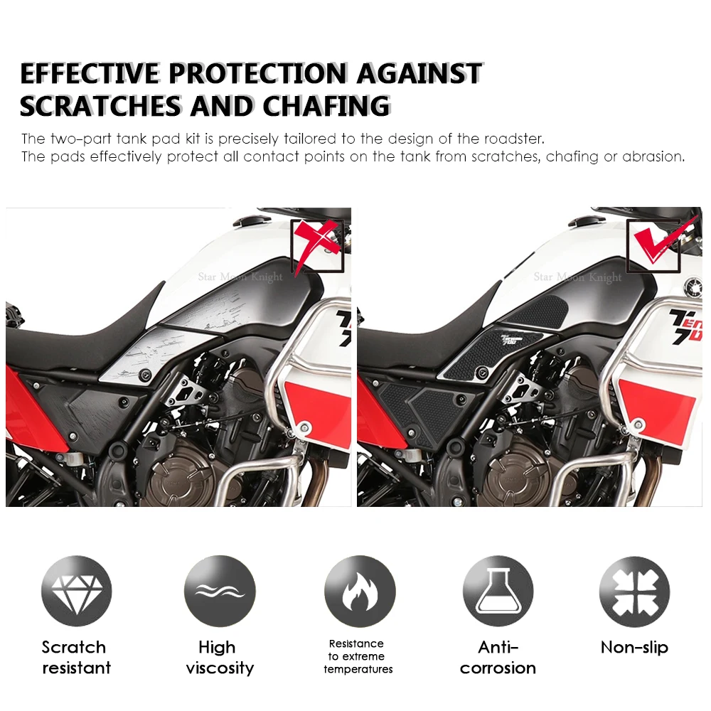 2019 2020 Motorcycle Non-slip Side Fuel Tank Stickers Waterproof Pad Rubber Sticker FOR YAMAHA Tenere 700 T700 XTZ 700 XTZ 690