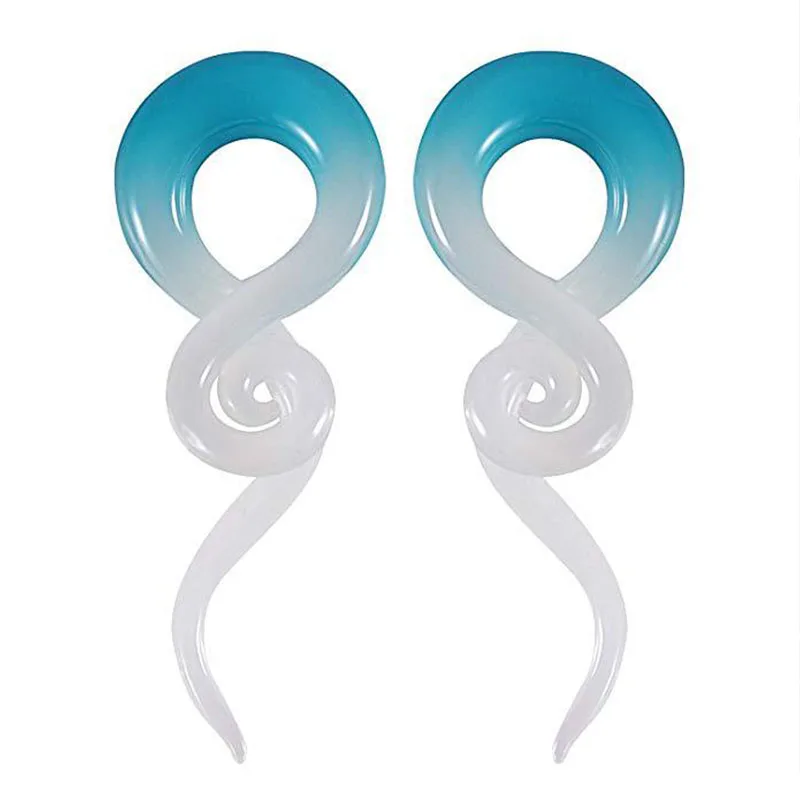 2pcs Pyrex 5-16mm Glass Ear Plugs Tunnel Ear Spiral Taper Cartilage Earring Gauges Expander Stretcher Flesh Piercing Jewelry