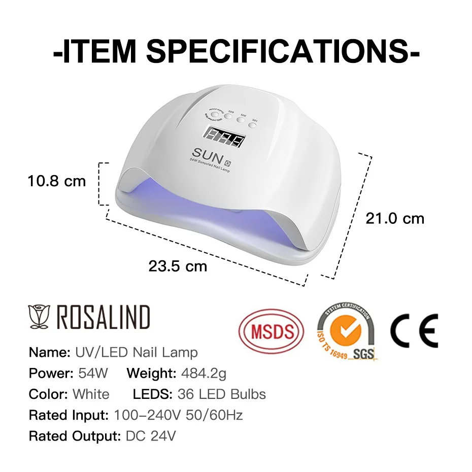 ROSALIND Nail Dryer UV LED lampada per unghie per asciugare le unghie tutto per Manicure Gel vernice attrezzature professionali strumenti per Nail Art