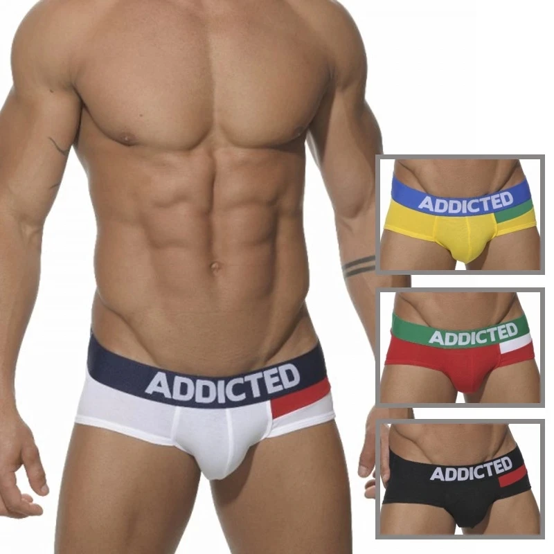 

Four seasons new low-waist sexy cotton men's underwear comfortable breathable stitching fashion soft personality striped briefs