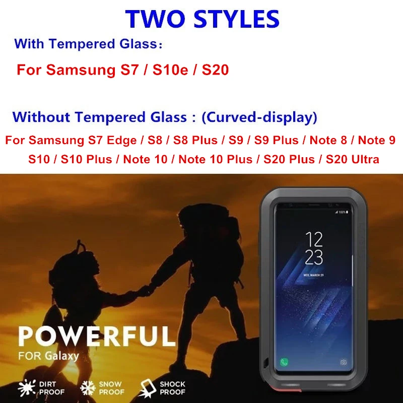 Ağır koruma Doom zırh Metal alüminyum cep telefonu kılıfı Samsung Galaxy S20 Ultra S7 not 9 8 kenar S10e s8 S9 artı kapak