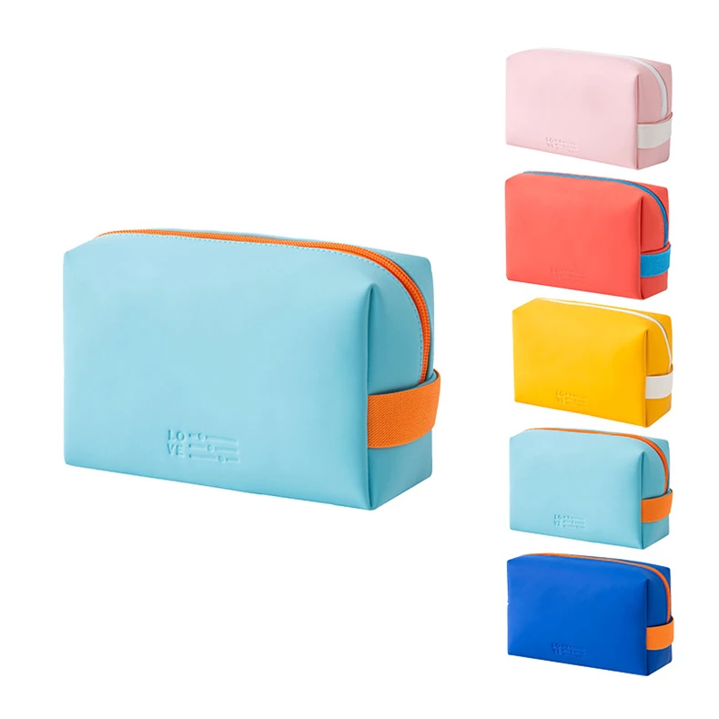 Wasserdichte Kosmetiktasche für Damen, PU, niedliche Bonbonfarben, Reise-Make-up-Taschen, tragbare Make-up- und Toilettenartikel-Aufbewahrungstasche, Organizer-Box – Detail 7