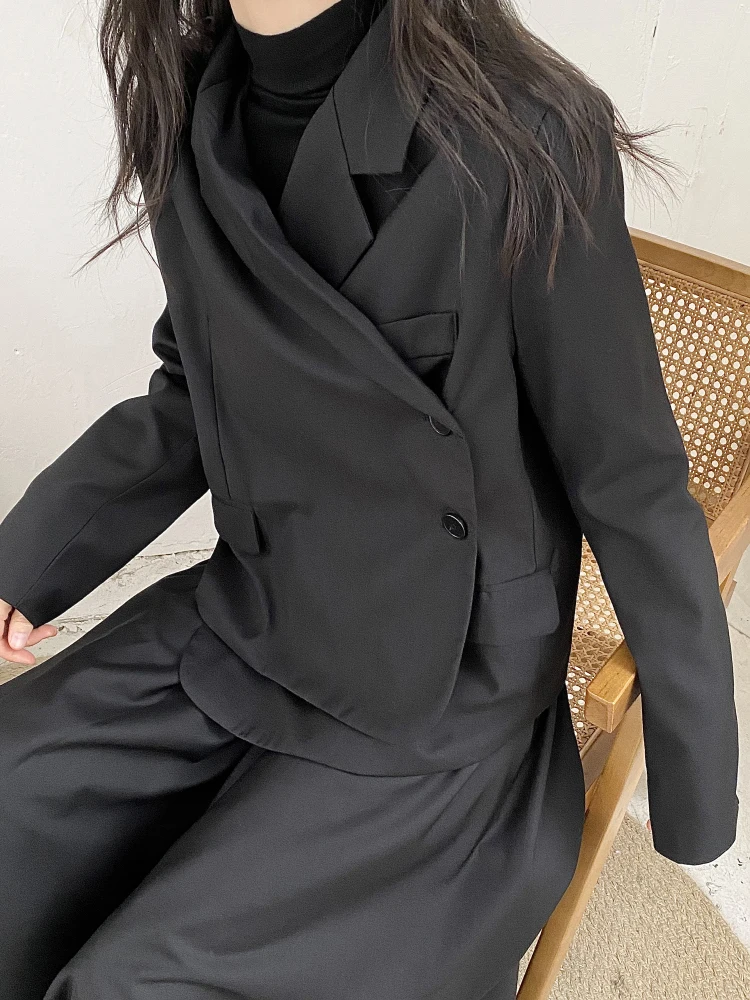 Imagem -02 - Umi Mao Primavera Outono Vestuário Feminino Cabolsa Solto para Mulheres Design de Nicho Sensual Retrô Desconstrução Yamamoto Vento Pequeno Preto Blazers Jaqueta Solta