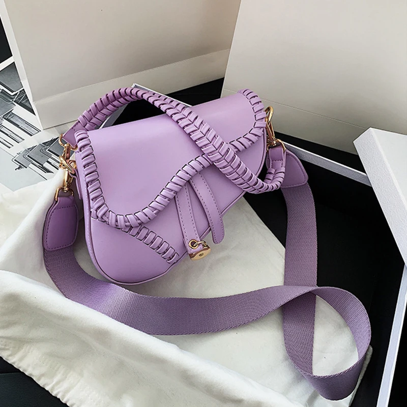 

Fashion Saddle Women Bag One Shoulder Handle Trend Casual Hasp Zipper PU Material Polyester Inside Lock Ornament Bag