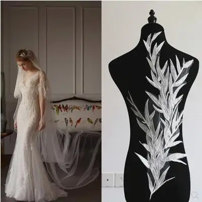 Super Fairy Bamboo Leaf Embroidery Net Yarn Lace Flower Piece Dress Veil Fabric Diy Handmade Clothing Material