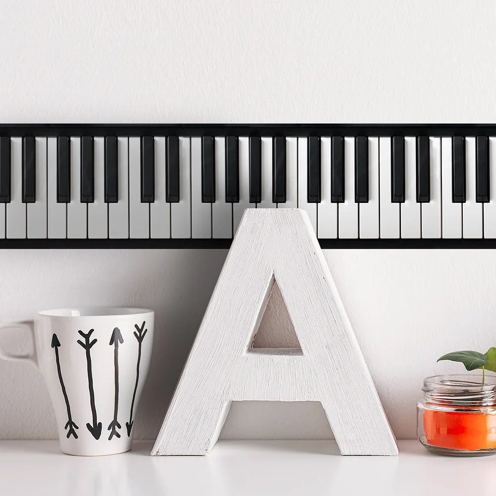 Piano Keyboard Wall Sticker Waist Line Living Room Kitchen Decoration Adhesive Waterproof Wallpaper Art Mural Decals 200cm*10cm