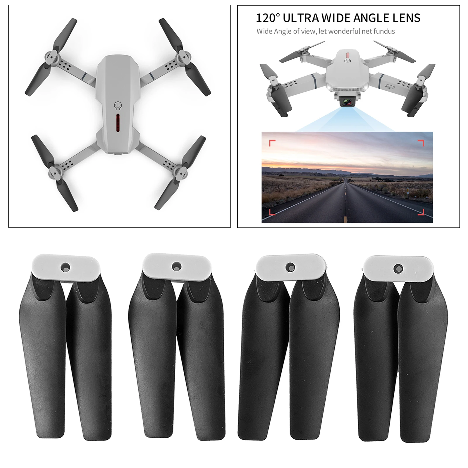 Lâminas Hélice Dobráveis para Drone, Acessório Quadcopter para Drones E88 Pro RC, 4 peças