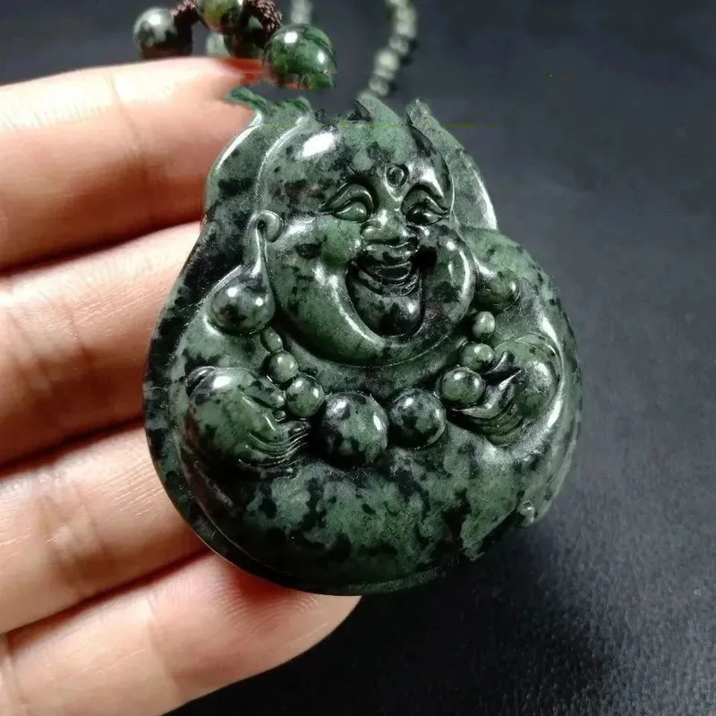 Natural Tibetan Medicine King Stone Handmade Maitreya Buddha Pendant Female Health Care Magnet Pendant