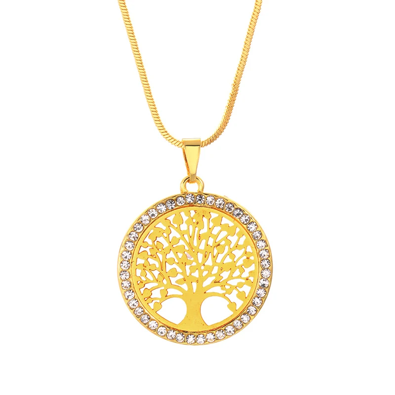 New Fashion Tree Of Life Crystal Round Small Pendant Necklace Elegant Women Jewelry Gifts Dropshipping 2024