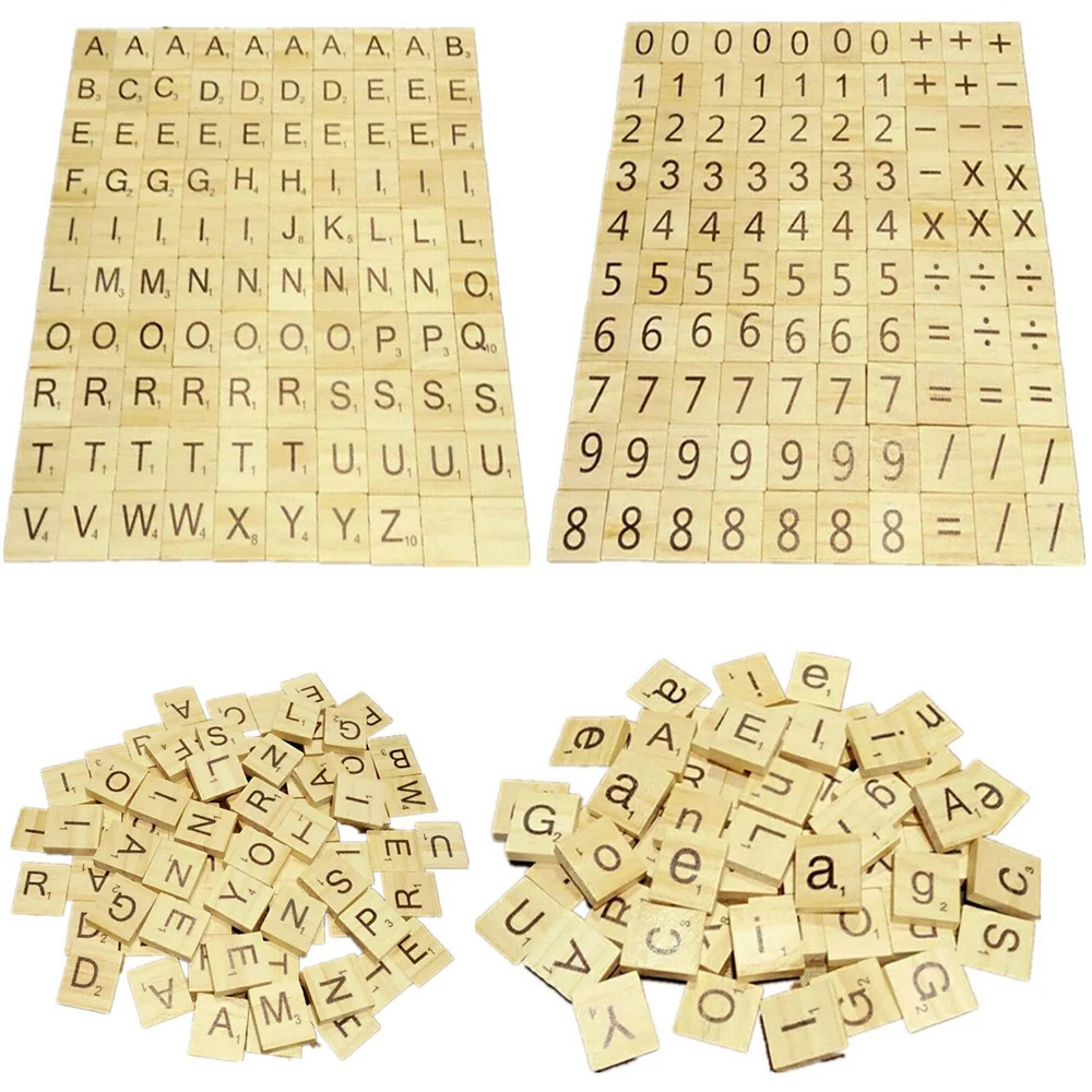 Hot Sale 100pcs/set Kids DIY Wooden Alphabet Crafts Educational Letters Craft Jigsaw Puzzles Toys For Children