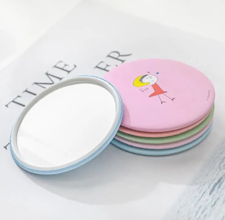 Round Mini Makeup Mirrors Cute Cartoon Pattern Portable Compact Cosmetic Small Mirror Beauty Tools Women Holiday promotion  SN