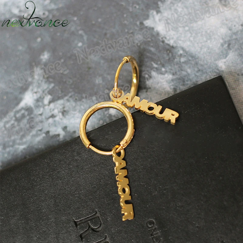 

Nextvance Personalized Customize Name Earring Eardrop Stainless Steel Drop Namplate Dangler for Daughter Women Creativity Gift