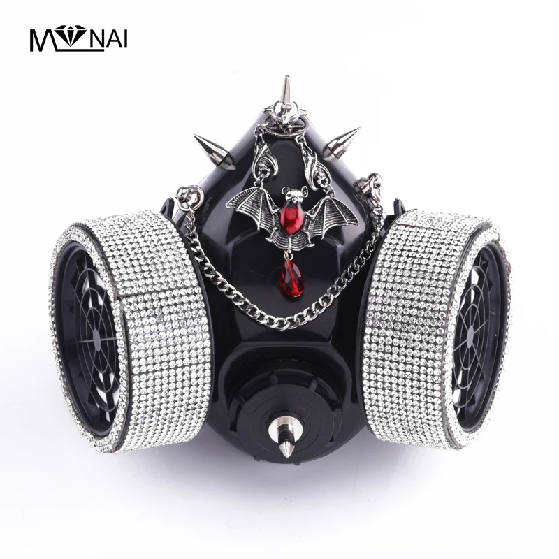 Cosplay Halloween Mask With Goggles Bat Chains Vintage Carnival Masks Glasses Street Popular Accessories Black Steampunk Mask