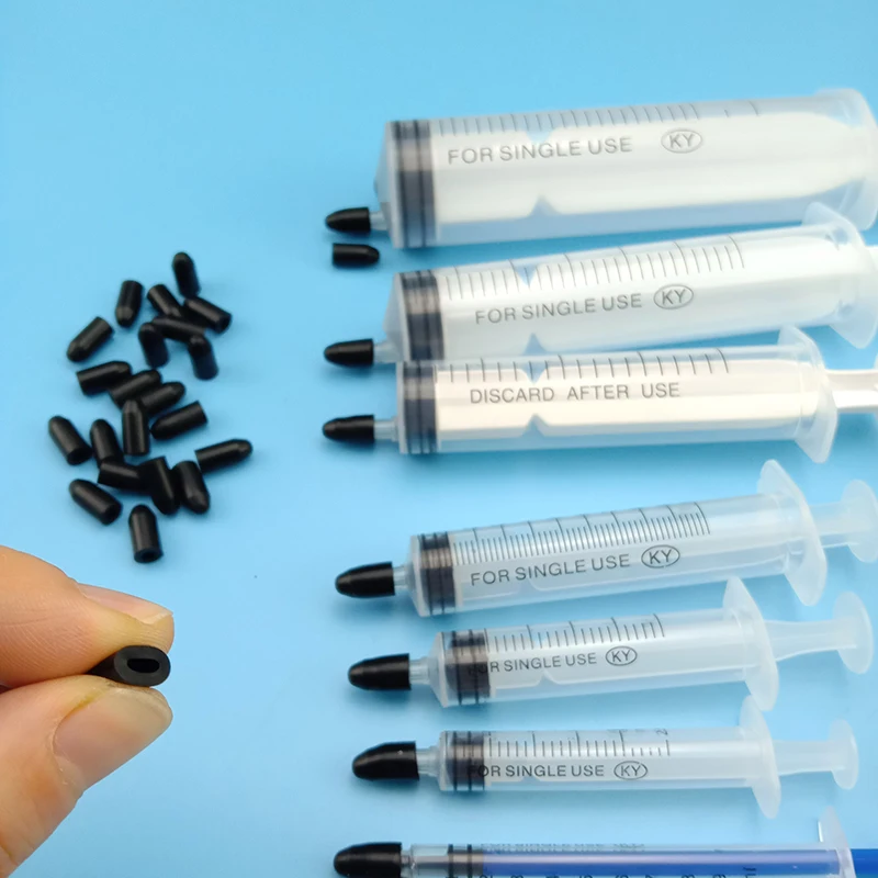 10pcs Silicone Rubber Syring Cap Injector Tips Cover 3mm Round Stoppers Plug Caps for 5 10 20 50 60 ml Syringe  dust Sleeve