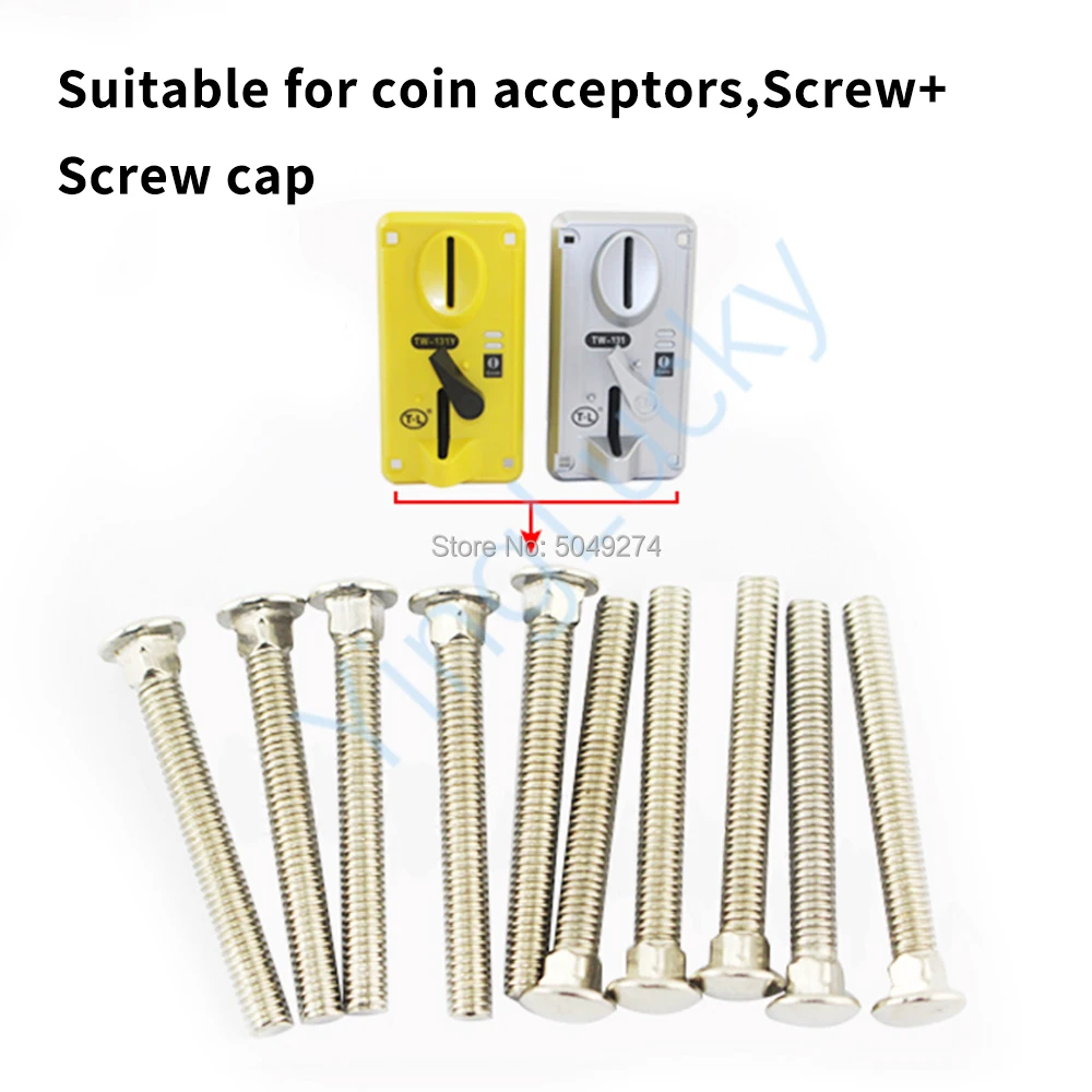 100PCS/Lot 35*4mm coin acceptor screw+nut fixing screw mounting coin acceptor parts for coin-operated games arcade game machine