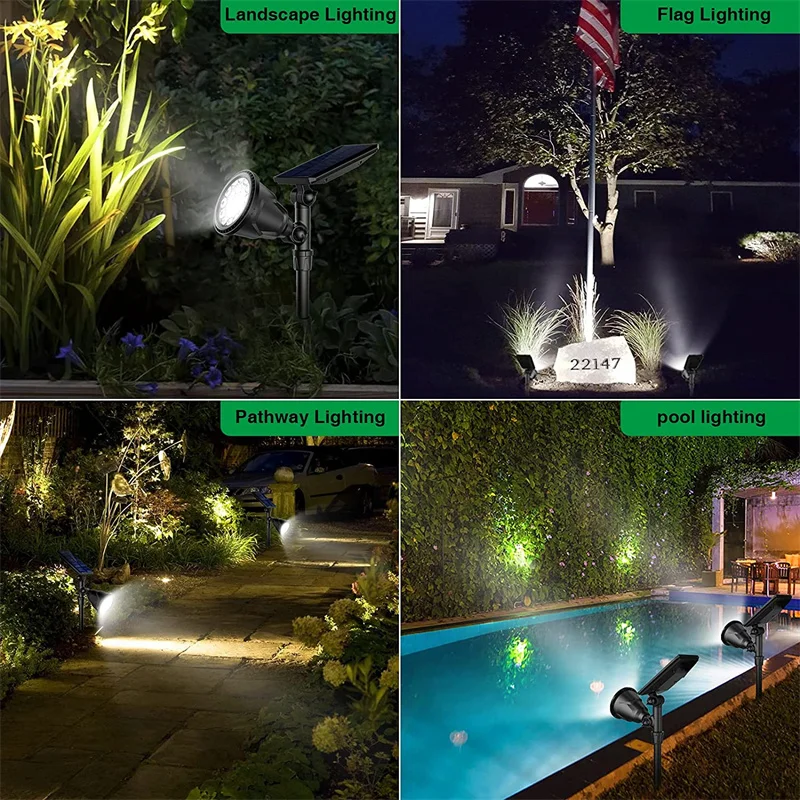 Solar Lights Outdoor7 LED Color Changing Landscape Waterproof Solar Spotlights Lamp Adjustable Wall Garden Lights Yard Lighting