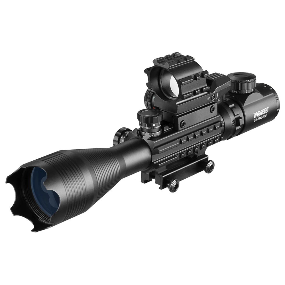 FIRE WOLF 4-16x50 EG Taktisches optisches Zielfernrohr Holographisches 4 Reflexvisier Red Dot mit Laser Combo Jagd-Luftpistolen 8