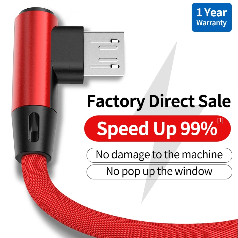 OLAF 90 Degree Elbow Micro Usb Cable For Samsung S7 S6 Huawei Xiaomi Redmi 2M 3M Fast Charging Data Sync USB Cable Charger Cord