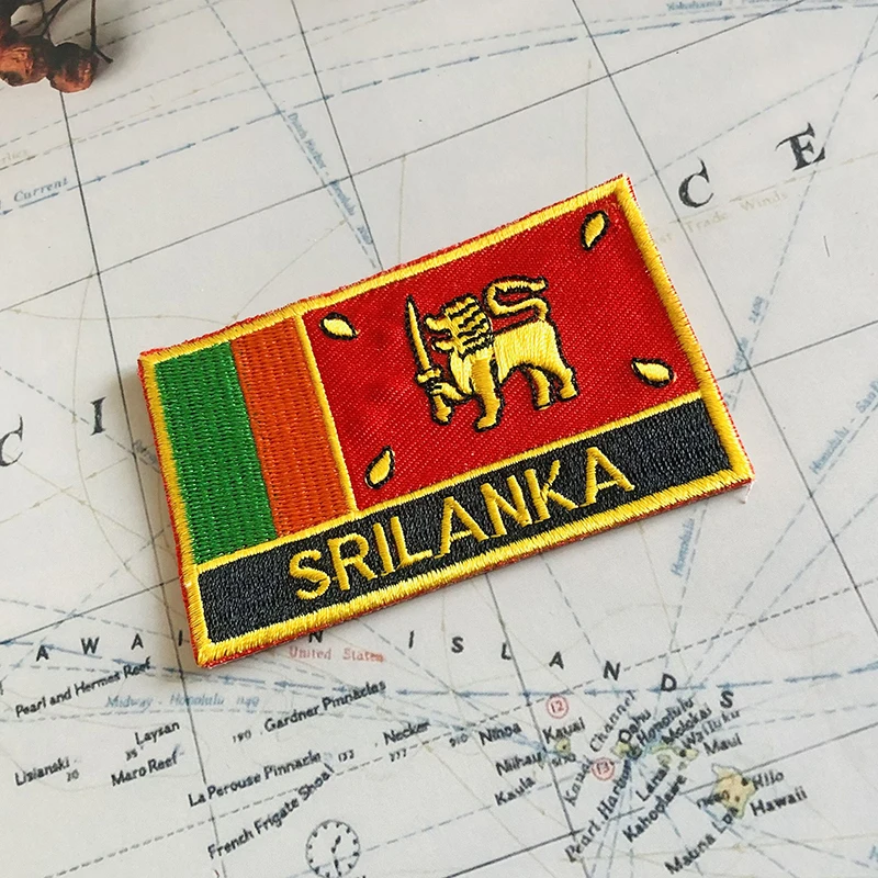 Sri Lanka National Flag Embroidery Patches Badge Shield And Square Shape Pin One Set On The Cloth Armband   Backpack  Decoration