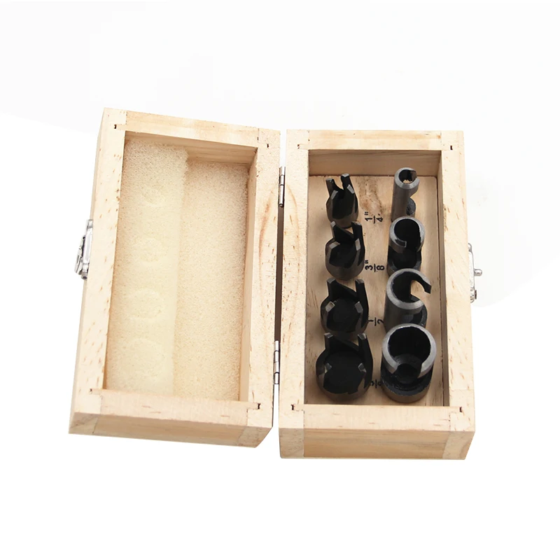 8pcs Round Shank 3/8"(9.5mm)  6-10-13-6mm Carpentry Wood Plug Cutter Straight Tapered Claw Type Drill Bit Set Wood drill