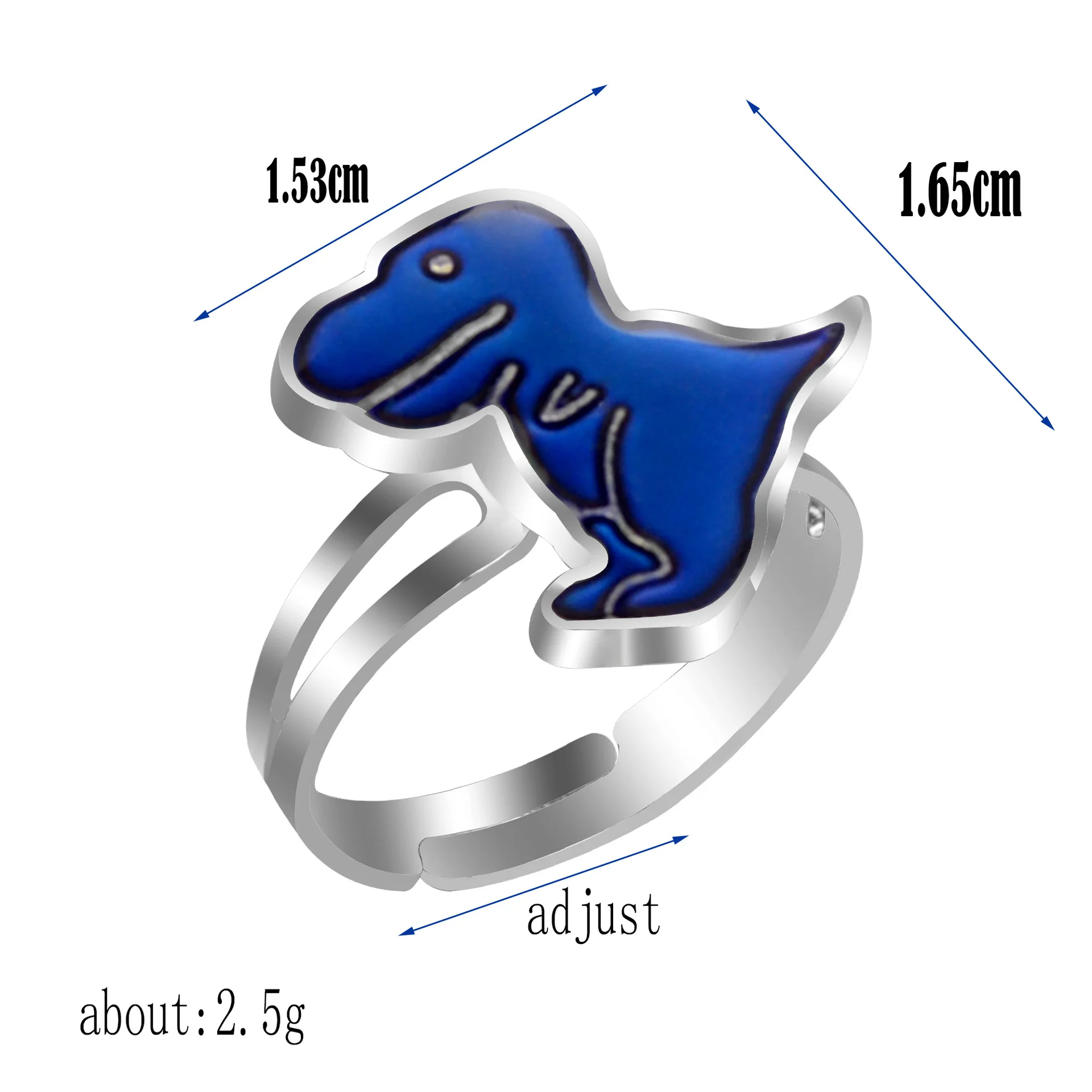 JUCHAO  Mood Ring for Women Temperature Control Color Dinosaur T-Rex Adjustable Rings Girl Magical Strange Jewelry