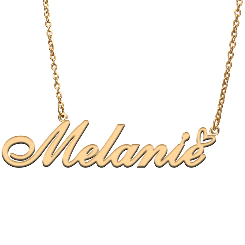 

Melanie Name Tag Necklace Personalized Pendant Jewelry Gifts for Mom Daughter Girl Friend Birthday Christmas Party Present
