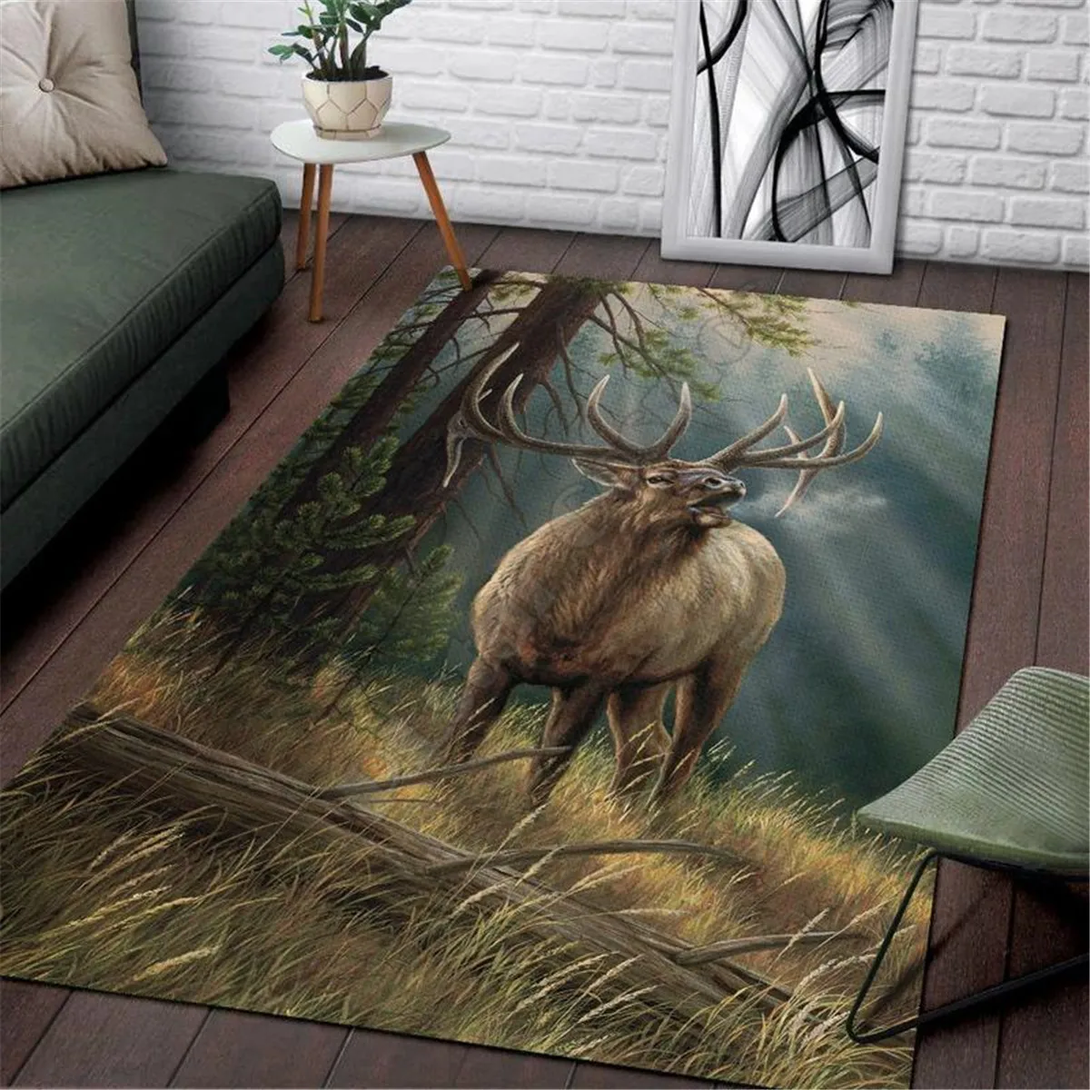 Deer Hunting Rug 3D All Over Printed Carpet Mat Living Room Flannel Bedroom Non-slip Floor Rug 01